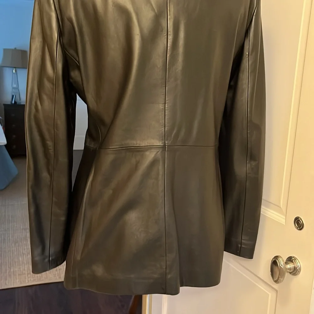 Authentic ARMANI Collection lined Jacket Black leather size 12 - Picture 4 of 6